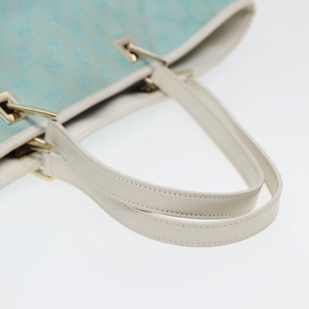 GUCCI GG Canvas Tote Bag Light Blue White Gold 002 002 - Picture 7 of 16